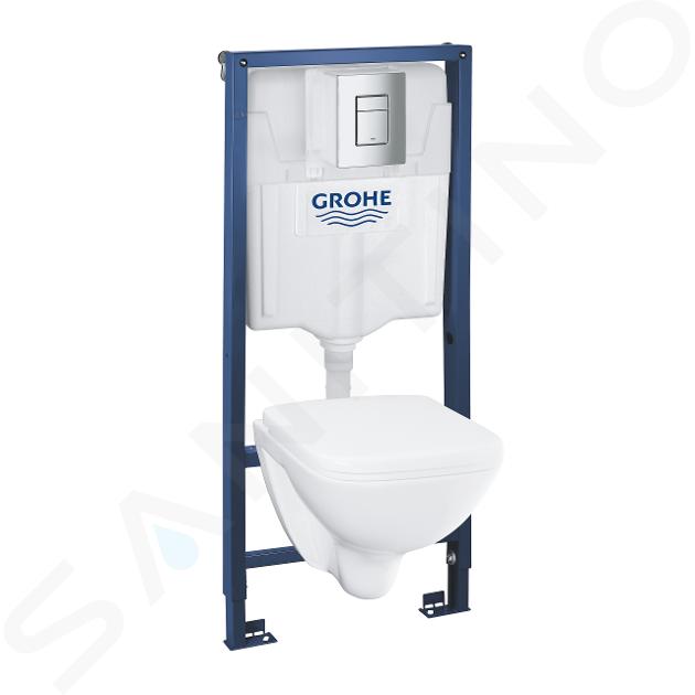 Grohe Solido - Conjunto de módulo de instalación empotrado, inodoro y asiento softclose, pulsador Even, cromo 39467000