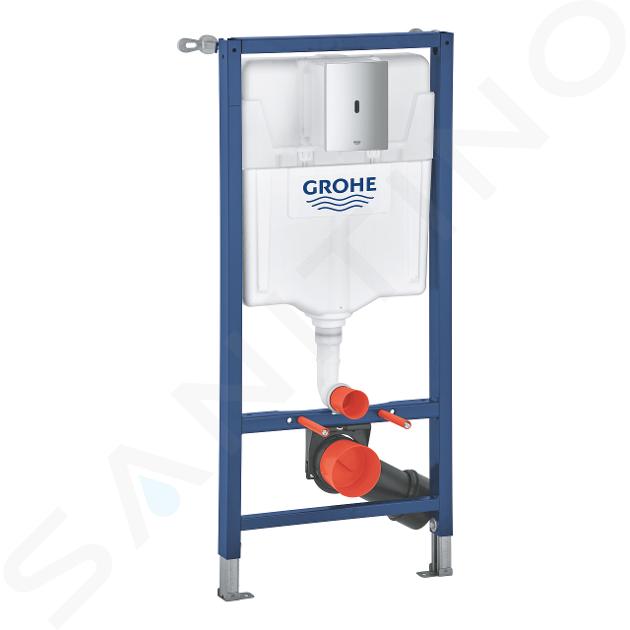 Grohe Solido - Módulo de instalación empotrado con cisterna para inodoro suspendido, pulsador de descarga automático Tectron Bau -E, cromo 39883000