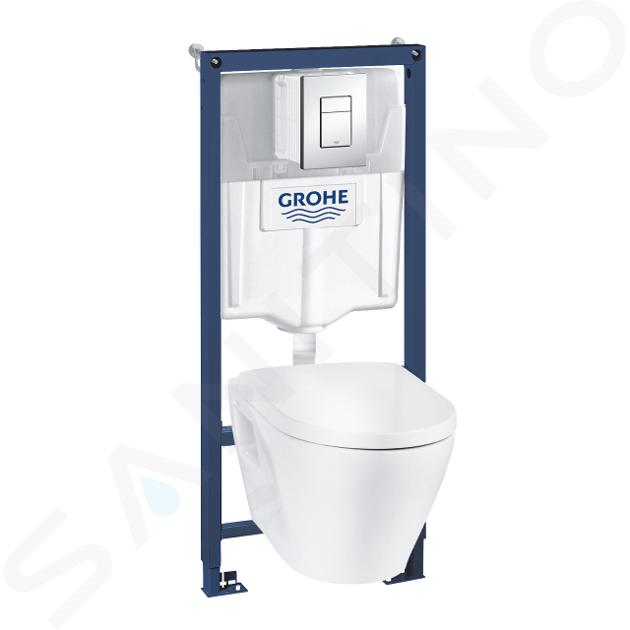 Grohe Solido - Set für Wand-WC + Klosett Bau Ceramic und WC Sitz softclose, Betätigungsplatte Skate Cosmopolitan, Chrom 39186000