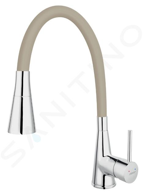 Novaservis Ferro - Keukenkraan met flexibele arm en sproeikop, beige/chroom 70720,0BE