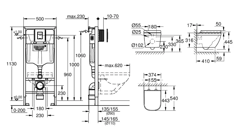 GROHE Solido Hänge-WC Komplettset - Unterputz Spülkasten Mit Soft-Close Sitz