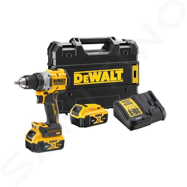 DeWALT Unelte - Bormașină cu acumulator 18V, 2 x bat. (acu.) 5,0 Ah XR, încărcător DCD800P2T