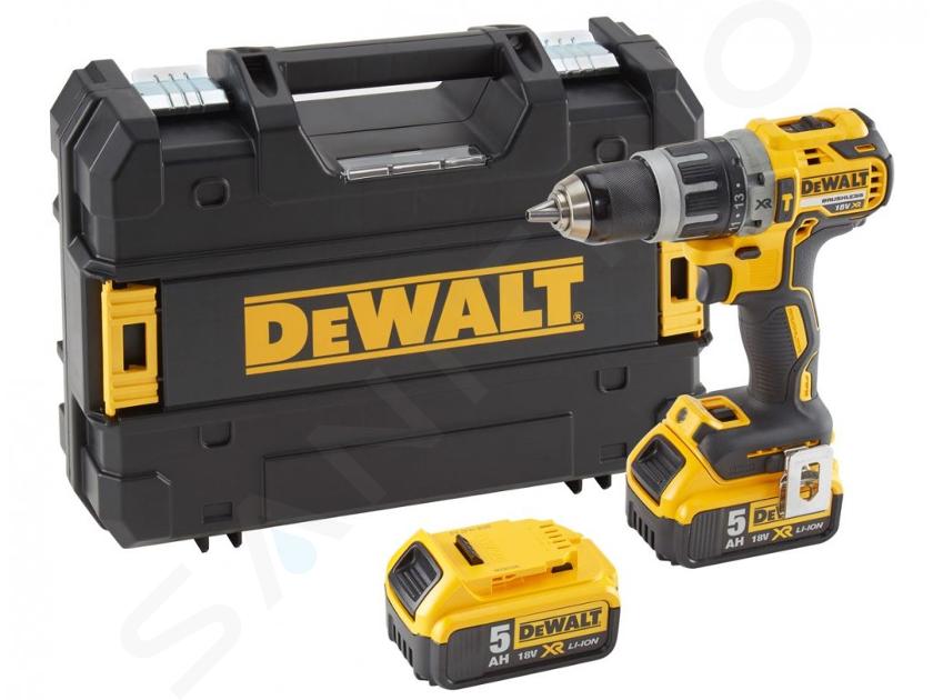 DeWALT Unelte - Bormașină cu percuție cu acumulator 18V, 2 x bat. (acu.) 5,0 Ah XR, încărcător DCD796P2