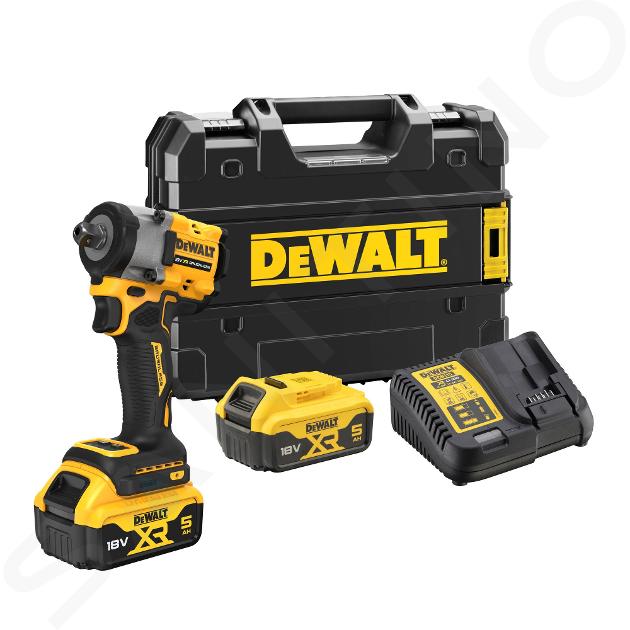 DeWALT Nářadí - 18V AKU rázový utahovák, 2x aku 5,0 Ah XR, nabíječka DCF922P2T