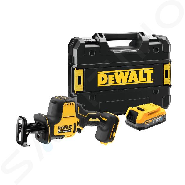 DeWALT Náradie - 18V AKU kompaktná chvostová píla, 1x aku 1,7 Ah POWERSTACK, nabíjačka DCS369E1T