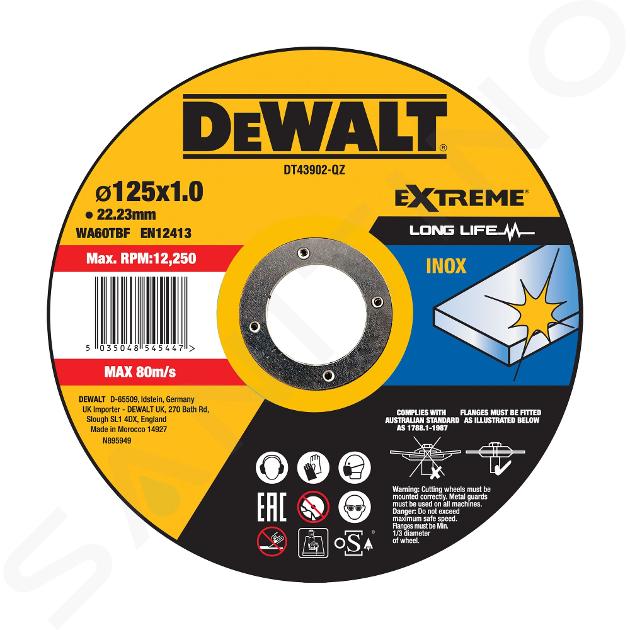 DeWALT Príslušenstvo - Rezný kotúč, 125 x 22.2 x 1.0 mm DT43902