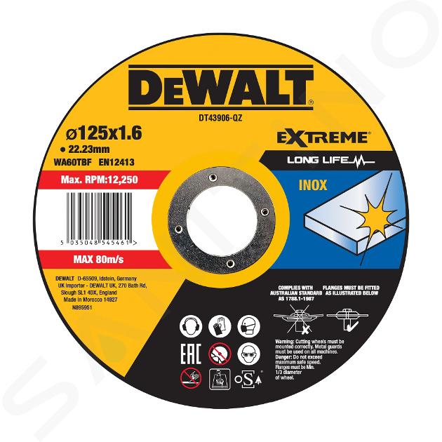 DeWALT Zubehör - Trennscheibe: 125 x 22.2 x 1.6 mm DT43906