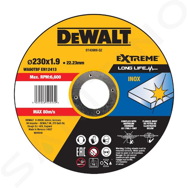 DeWALT Akcesoria - Tarcza tnąca 230 x 22,2 x 1,9 mm DT43909