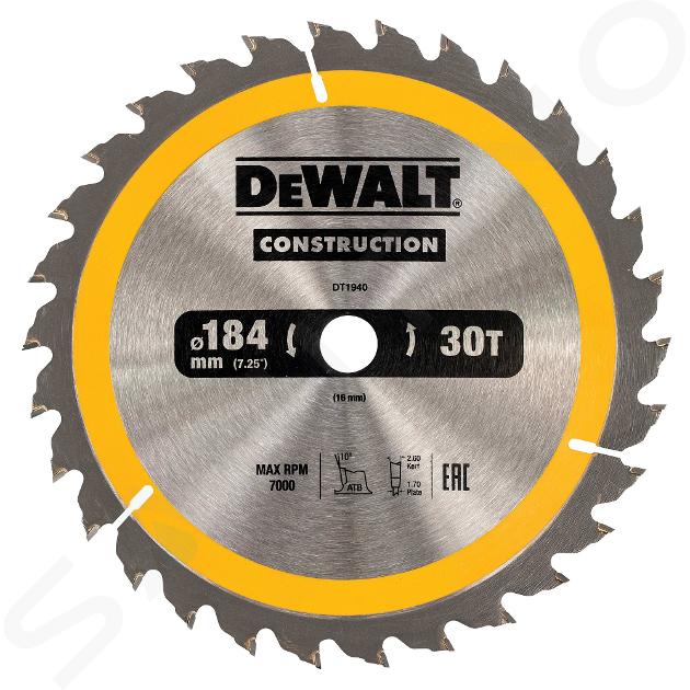 DeWALT Accessoires - Lame de scie circulaire 184 x 16 mm, 30 dents DT1940