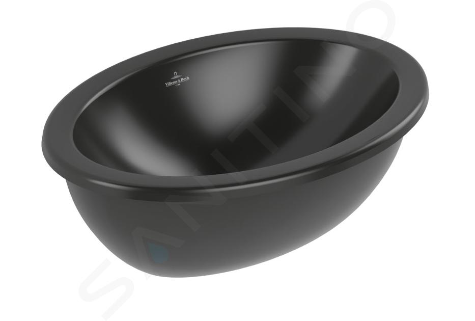 Villeroy & Boch Loop&Friends - Umyvadlo vestavné, 430x280 mm, s přepadem, CeramicPlus, Ebony 4A5300S5