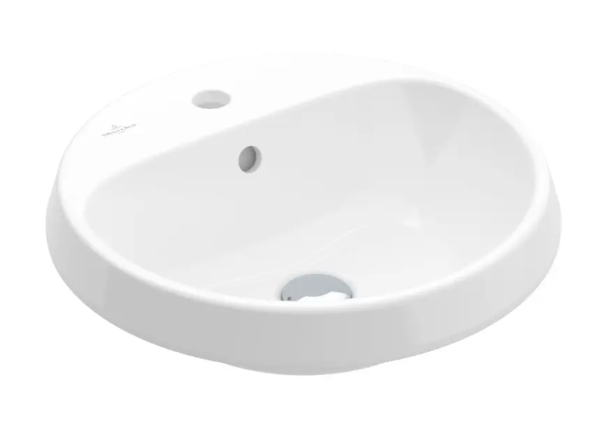 Villeroy & Boch Architectura - Lavabo encastrado, 450x450 mm, con rebosadero, orificio para grifo, blanco alpino 5A654501