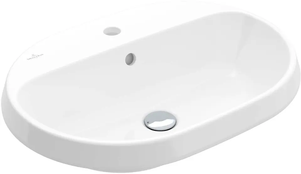 Villeroy & Boch Architectura - Lavabo encastrado, 600x450 mm, con rebosadero, orificio para grifo, CeramicPlus, blanco alpino 5A6660R1