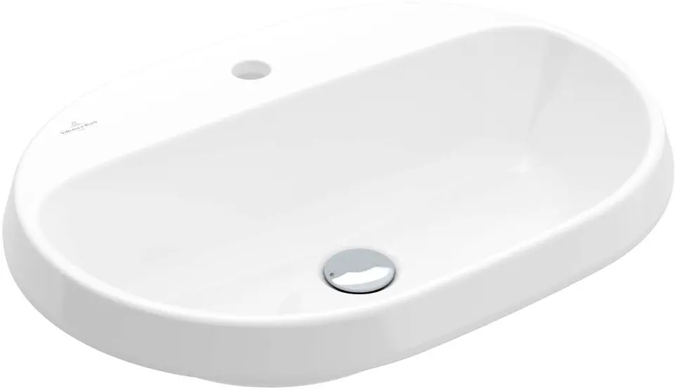 Villeroy & Boch Architectura - Lavabo à encastrer, 600x450 mm, sans trop-plein, trou de robinet, CeramicPlus, blanc alpin 5A666101