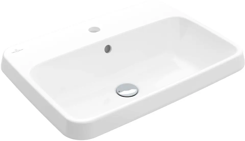 Villeroy & Boch Architectura - Inbouw wastafel, 600x450 mm, met overloop, kraangat, alpine wit 5A676001