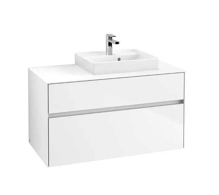 Villeroy & Boch Collaro - Umývadlová skrinka, 100x55x50 cm, 2 zásuvky, Glossy White C01500DH
