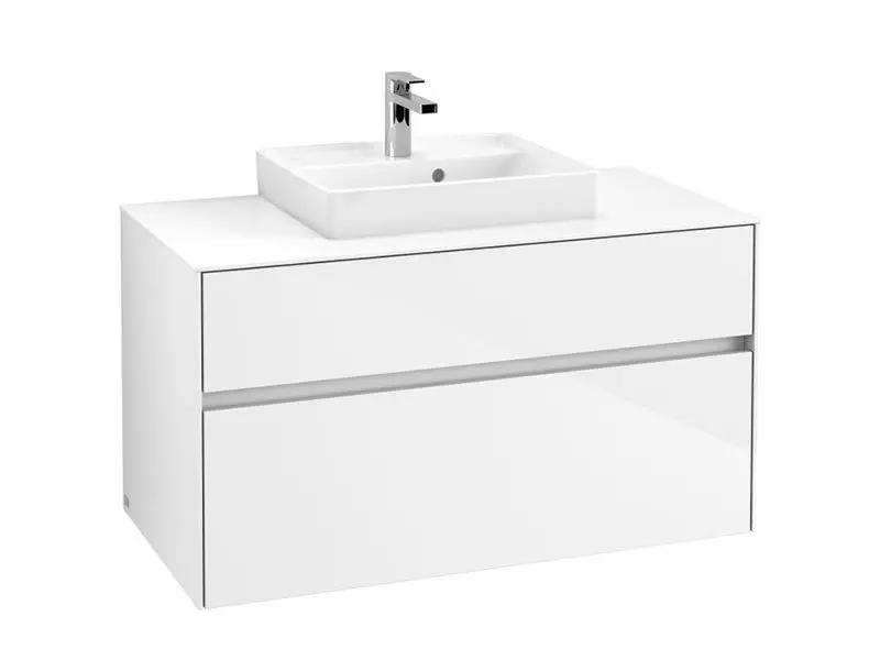 Levně Villeroy & Boch Collaro - Umyvadlová skříňka, 100x55x50 cm, 2 zásuvky, Glossy White C01600DH