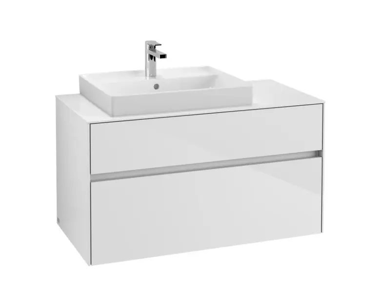 Levně Villeroy & Boch Collaro - Umyvadlová skříňka, 100x55x50 cm, 2 zásuvky, Glossy White C01700DH