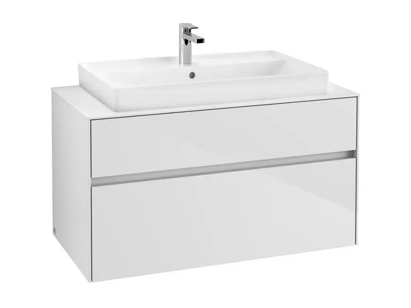 Levně Villeroy & Boch Collaro - Umyvadlová skříňka, 100x55x50 cm, 2 zásuvky, Glossy White C02000DH