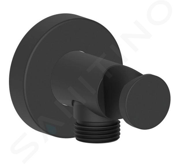 Duravit Accesorios - Codo de ducha con soporte, negro mate UV0630009046