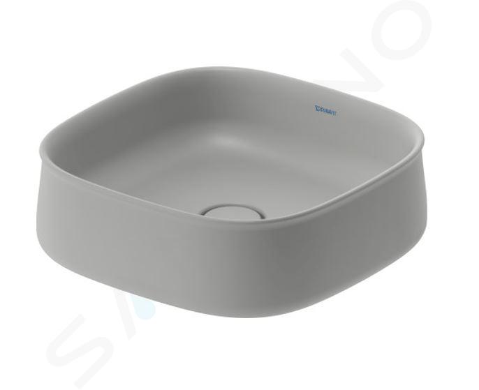 Duravit Zencha - Lavabo sobre encimera 420x420 mm, sin rebosadero, DuraCeram, gris mate 2373426779