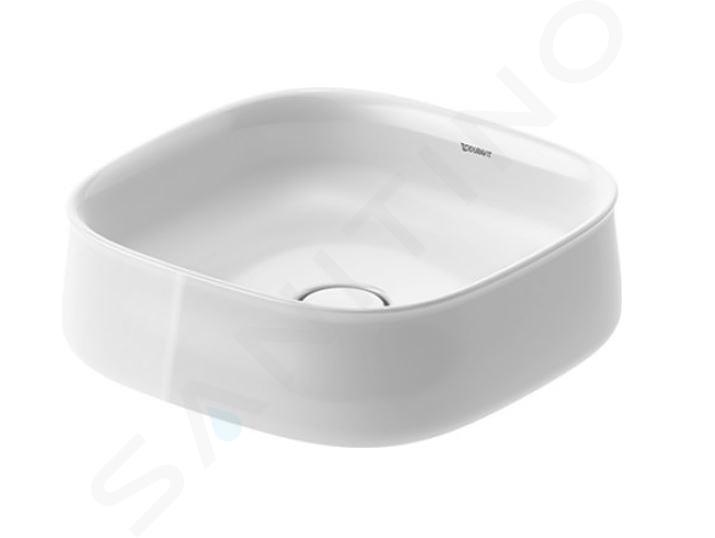 Duravit Zencha - Lavabo à poser 42x42 cm, sans trop-plein, trou pour robinet, DuraCeram, WonderGliss, blanc 23734200791