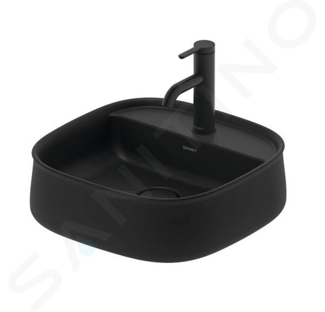 Duravit Zencha - Lavabo à poser 42x42 cm, sans trop-plein, trou pour robinet, DuraCeram, WonderGliss, anthracite mat 2374421371