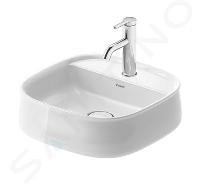 Duravit Zencha - Lavabo da appoggio, 42x42 cm, senza troppopieno, con foro per miscelatore, DuraCeram, bianco 2374420071