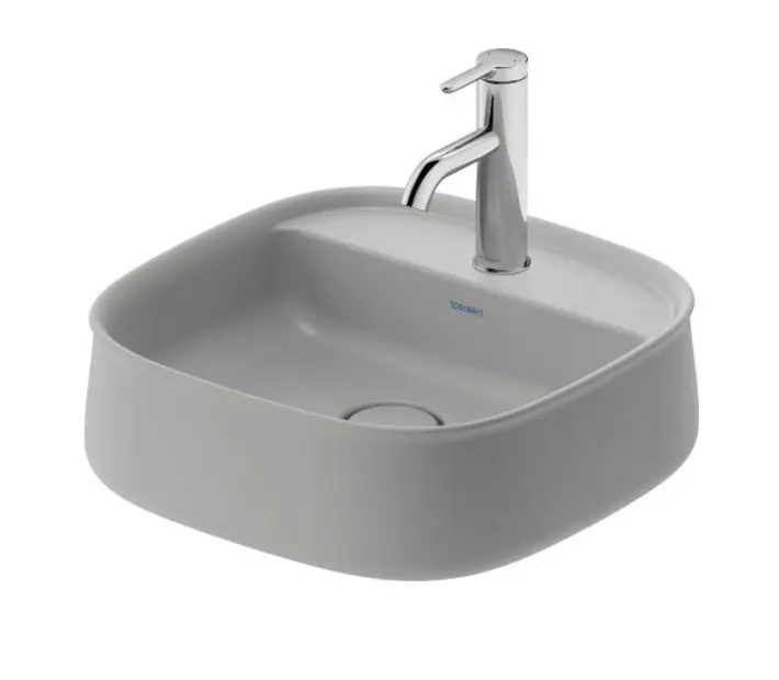 Lavabo da appoggio quadrato 45 cm in acciaio inox bianco opaco Goya