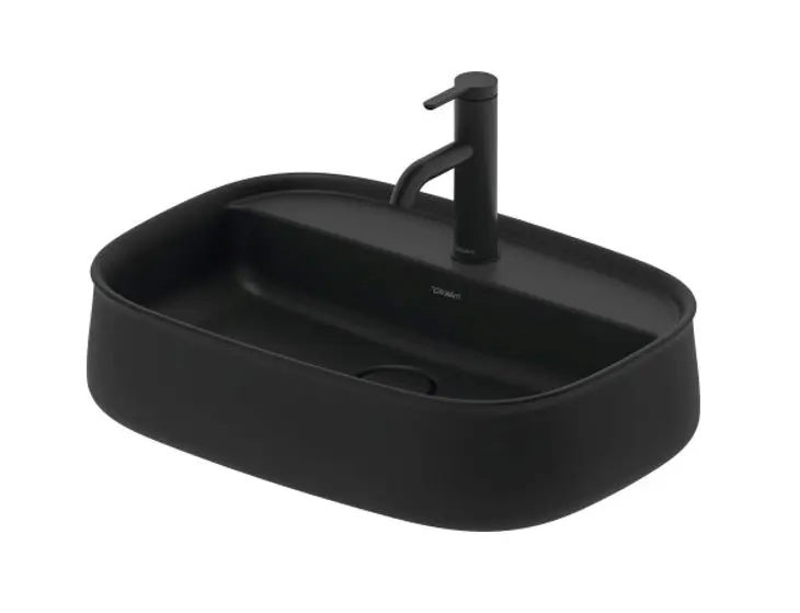 Levně Duravit Zencha - Umyvadlo na desku 55x39 cm, bez přepadu, otvor pro baterii, DuraCeram, antracit mat 2374551371