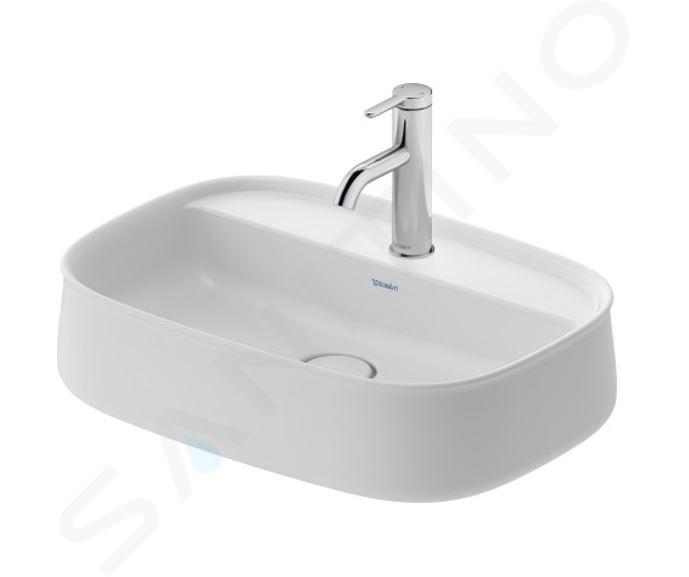 Duravit Zencha - Lavabo à poser 550x390 mm, sans trop-plein, trou pour robinet, DuraCeram, WonderGliss, blanc mat 23745532711