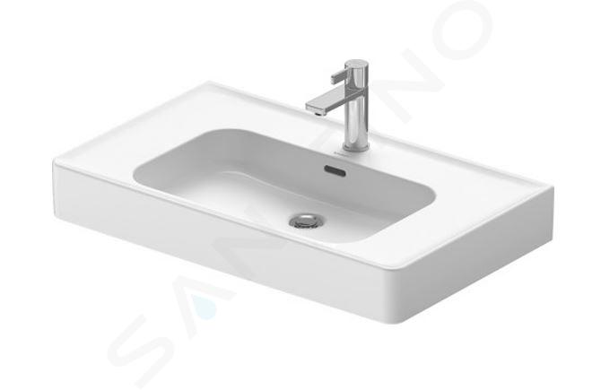 Duravit Soleil by Starck - Umývadlo nábytkové, 80x48 cm, s prepadom, otvor na batériu, WonderGliss, biela 23778000001