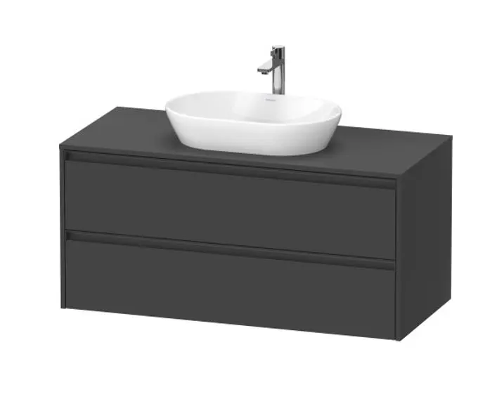 Duravit Ketho.2 - Umyvadlová skříňka s výřezem 57x120x55 cm, 2 zásuvky, grafit mat K24897049490000
