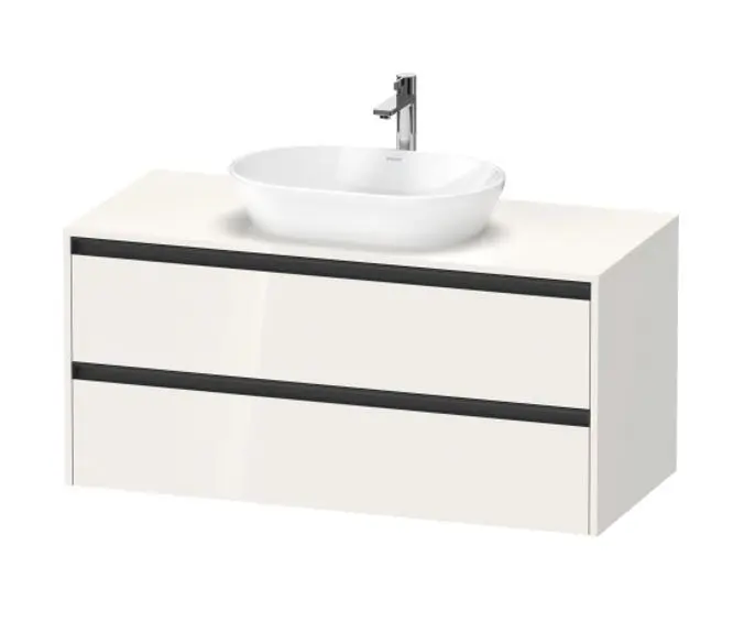 Levně Duravit Ketho.2 - Umyvadlová skříňka s výřezem 57x120x55 cm, 2 zásuvky, lesklá bílá K24897022220000