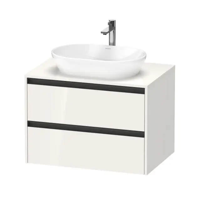 Duravit Ketho.2 - Meuble de lavabo avec découpe 568x800x550 mm, 2 tiroirs, blanc brillant K24895022220000