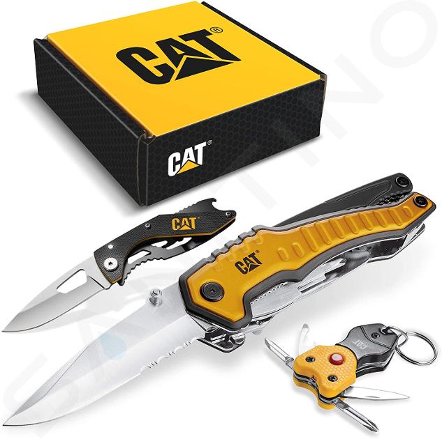 Caterpillar Outils - Coffret cadeau 3 pièces, couteau, outil multifonction et porte-clés CT240125