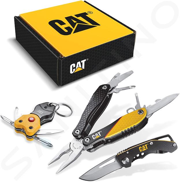 Caterpillar Outils - Coffret cadeau 3 pièces, couteau, outil multifonction et porte-clés CT240192