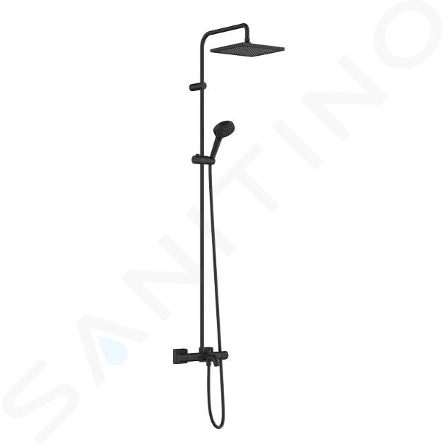 Hansgrohe Vernis Shape - Zestaw prysznicowy Showerpipe 240 z termostatem wannowym, 2 strumienie, czarny mat 26900670