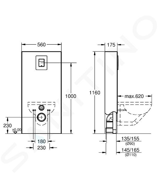 Grohe Solido - Sanitární modul pro WC s tlačítkem Skate Cosmopolitan, šedá/chrom 39377XI0IIJ1