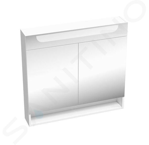 Ravak Classic II - Spiegelkast met LED-verlichting, 800x140x760 mm, 2 deuren, glanzend wit X000001471