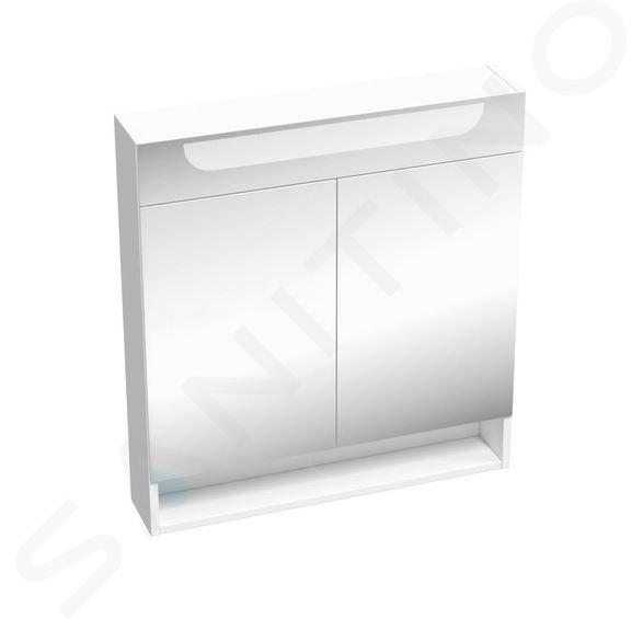 Ravak Classic II - Tükrös szekrény LED világítással, 700x140x760 mm, 2 ajtó, fényes fehér X000001470