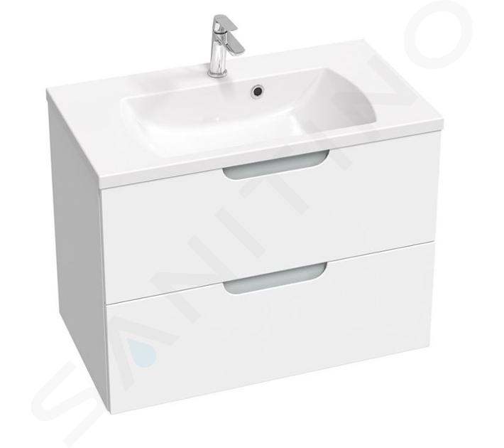 Ravak Classic II - Meuble lavabo 79x45x58 cm, 2 tiroirs, blanc/gris brillant X000001481