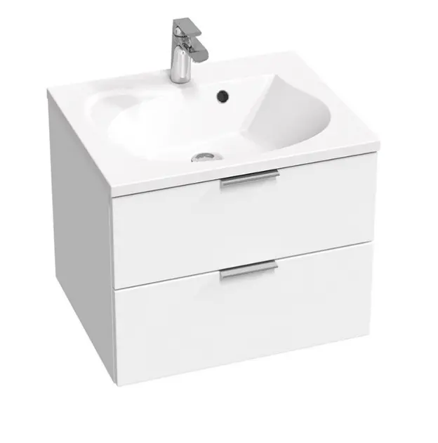 Ravak Rosa II - Mueble de lavabo 596x484x470 mm, 2 cajones, blanco brillante X000001494