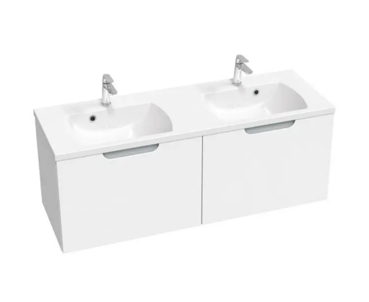 Ravak Classic II - Umývadlová skrinka 129x45x47 cm, 2 zásuvky, lesklá biela/sivá X000001483