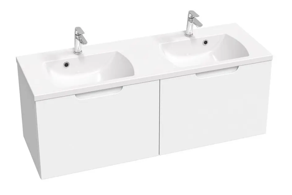 Ravak Classic II - Umyvadlová skříňka 129x45x47 cm, 2 zásuvky, lesklá bílá X000001482