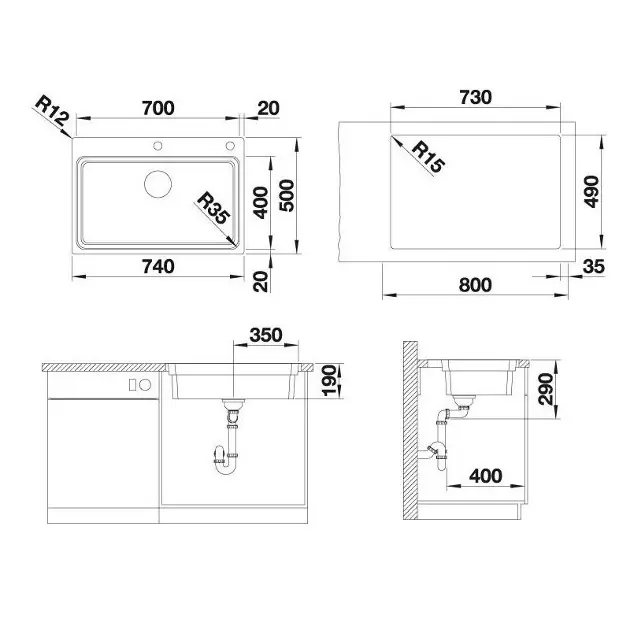 Blanco Etagon 700 - Dřez, 74x50 cm, s pojezdy, InFino, nerez 524274IIJ1