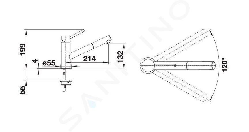 Blanco Kano S - Bateria zlewozmywakowa z wyciąganą końcówką, antracyt/chrom 525038IIJ1