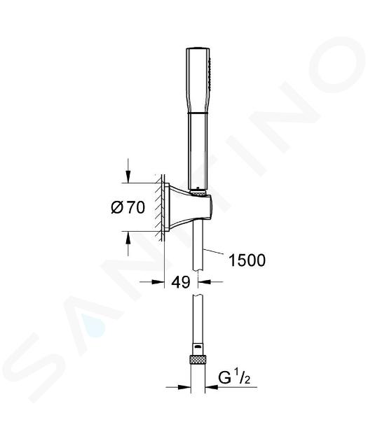 Grohe Grandera - Set sprchovej hlavice, 1 prúd, držiaku a hadice, chróm 27993000IIJ1