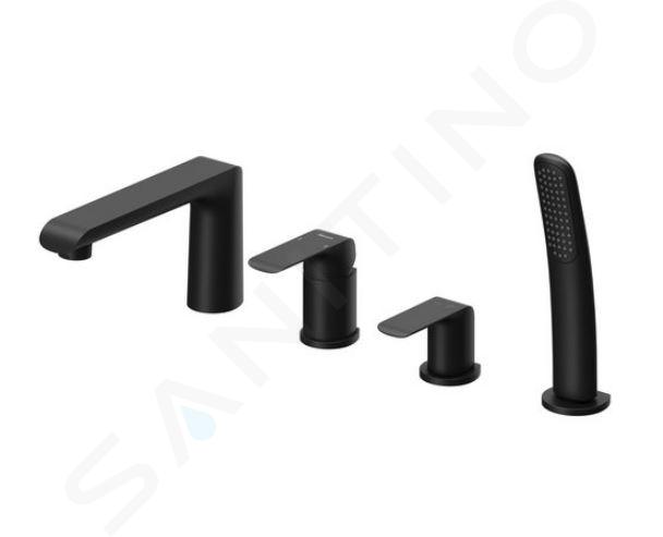 Ravak Flat - Set bordovasca, montaggio a 4 fori, nero opaco X070176