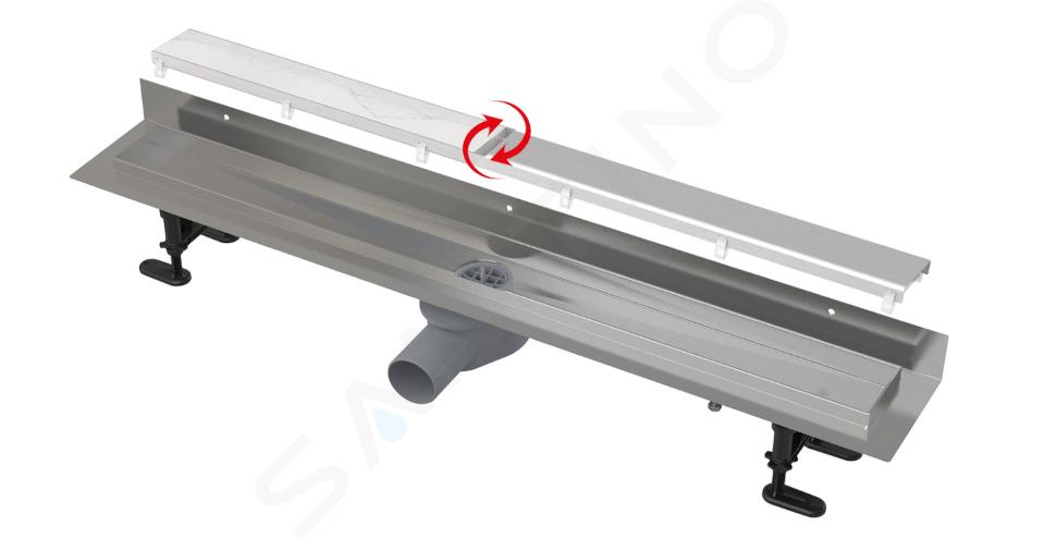 Alcadrain Odtokové žlaby - Sprchový žlab Fit and Go Wall 85 cm, včetně roštu, nerez APZ23-DOUBLE9-850