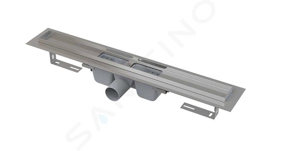 Alcadrain Douchegoten - Caniveau de douche 550 mm, avec rebord pour grille perforée, inox APZ1-550